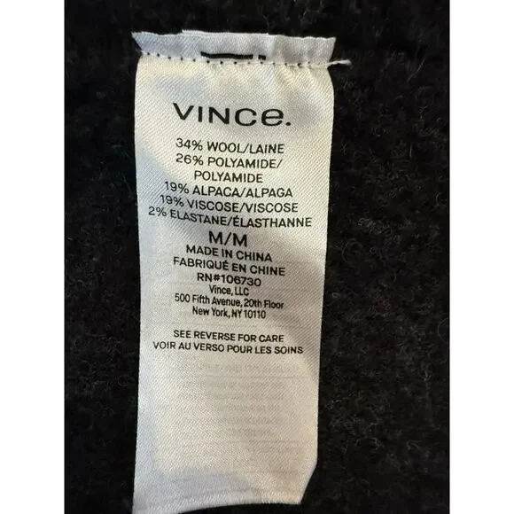 Vince Womens Black Long Brushed Wool Alpaca One Button Jacket Overcoat M $695 - Picture 7 of 10